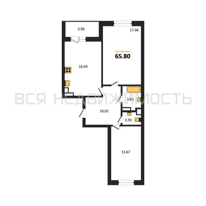 2-комнатная квартира, 65.8кв.м - изображение