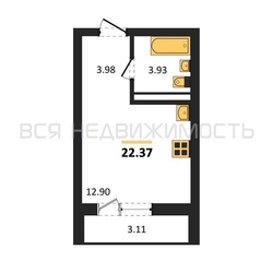 квартира-студия, 22,37кв.м. квартира-студия, 22,37кв.м. - изображение 1