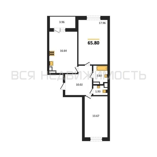 2-комнатная квартира, 65.8кв.м - изображение 0