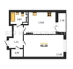 1-комнатная квартира, 43.25кв.м - изображение 1