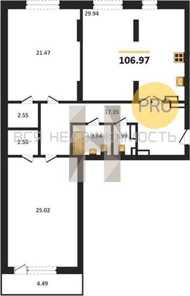 2-комнатная квартира, 106.97кв.м - изображение