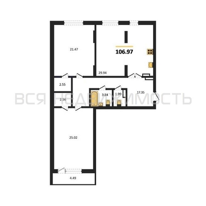2-комнатная квартира, 106.97кв.м - изображение