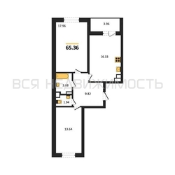 2-комнатная квартира, 65.36кв.м - изображение 1