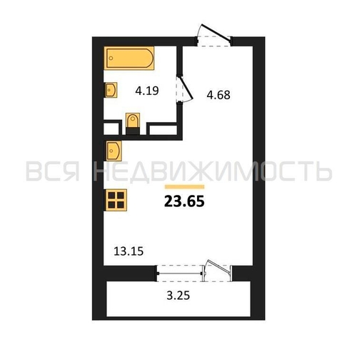 квартира-студия, 23,65кв.м. - изображение 0