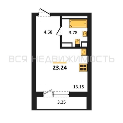 квартира-студия, 23,24кв.м. - изображение