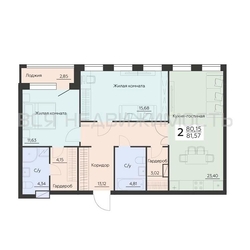 2-комнатная квартира, 81.57кв.м - изображение 1