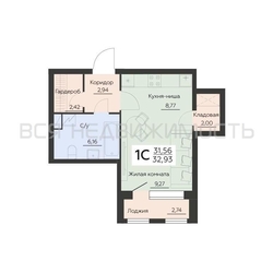 квартира-студия, 32,93кв.м. - изображение 1
