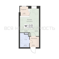 квартира-студия, 25,39кв.м. - изображение 1