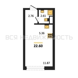 квартира-студия, 22,6кв.м. - изображение 1