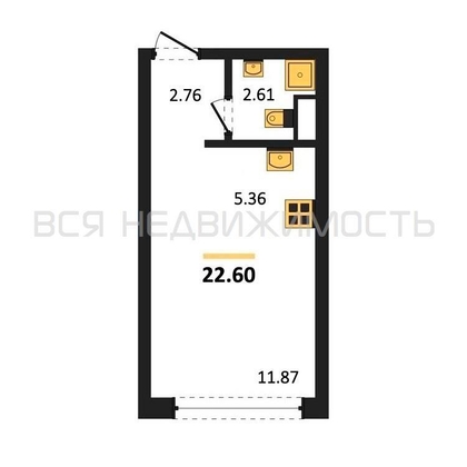 квартира-студия, 22,6кв.м. - изображение