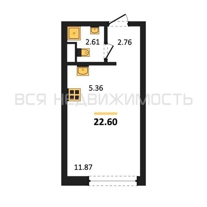 квартира-студия, 22,6кв.м. - изображение