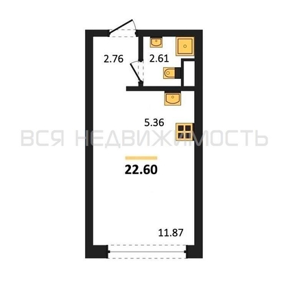 квартира-студия, 22,6кв.м. - изображение