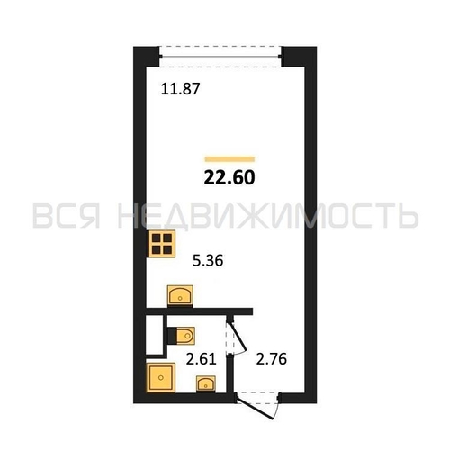 квартира-студия, 22,6кв.м. - изображение 0