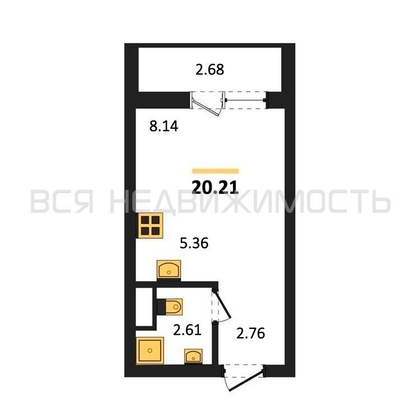 квартира-студия, 20,21кв.м. - изображение
