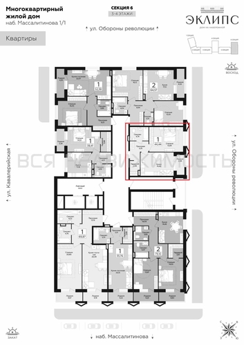 1-комнатная квартира, 44.44кв.м - изображение 1