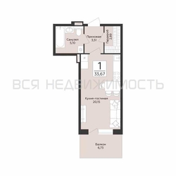 квартира-студия, 33,67кв.м. - изображение 1