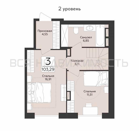 3-комнатная квартира, 103.29кв.м - изображение 1