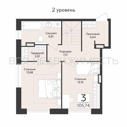 3-комнатная квартира, 105.74кв.м - изображение 1