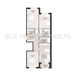 3-комнатная квартира, 94.67кв.м - изображение 1