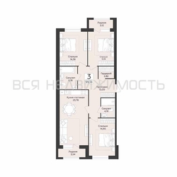 3-комнатная квартира, 99.14кв.м - изображение 1