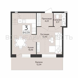 3-комнатная квартира, 84.09кв.м - изображение 1