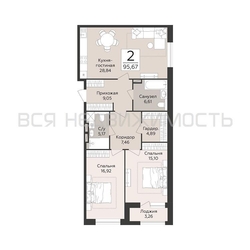 2-комнатная квартира, 95.67кв.м - изображение 1