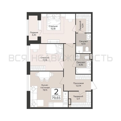 2-комнатная квартира, 79.65кв.м - изображение 1