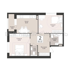 2-комнатная квартира, 65.12кв.м - изображение 1