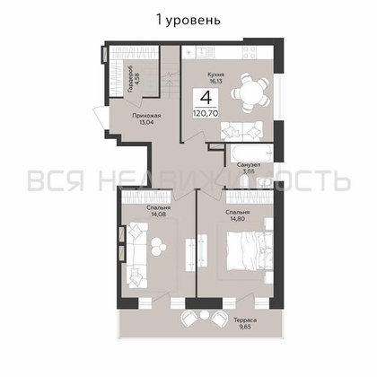 4-комнатная квартира, 120.7кв.м - изображение
