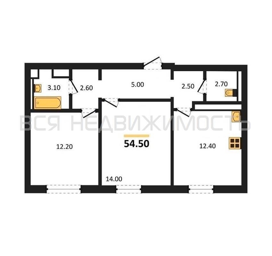 2-комнатная квартира, 54.5кв.м - изображение 0