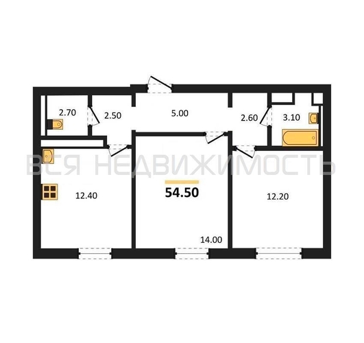 2-комнатная квартира, 54.5кв.м - изображение 0