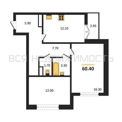2-комнатная квартира, 60.4кв.м - изображение 0