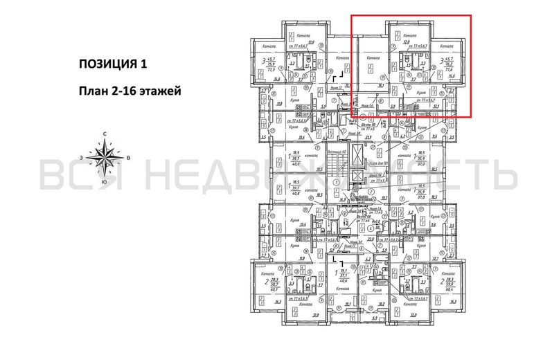 3-комнатная квартира, 77.6кв.м - изображение 1