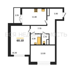 2-комнатная квартира, 60.1кв.м - изображение 1