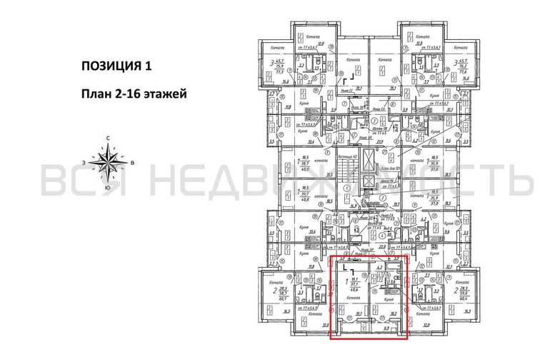 1-комнатная квартира, 40.6кв.м - изображение 1