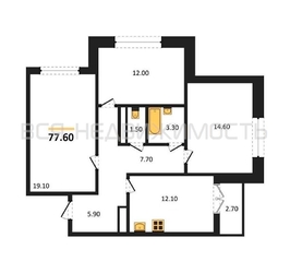 3-комнатная квартира, 77.6кв.м - изображение 1
