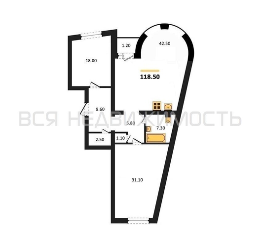 2-комнатная квартира, 118.5кв.м - изображение 0