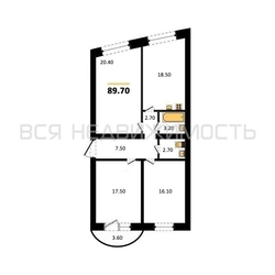 3-комнатная квартира, 89.7кв.м - изображение 1