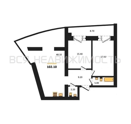 2-комнатная квартира, 102.1кв.м - изображение
