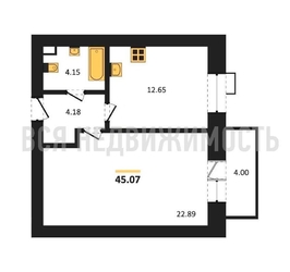 1-комнатная квартира, 45.07кв.м - изображение 1