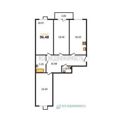 3-комнатная квартира, 96.48кв.м - изображение 1