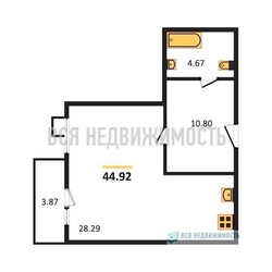 квартира-студия, 44,92кв.м. - изображение 1