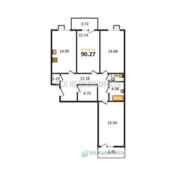 3-комнатная квартира, 90.27кв.м - изображение 1