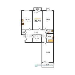 3-комнатная квартира, 89.48кв.м - изображение 1