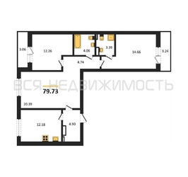 3-комнатная квартира, 79.73кв.м - изображение 1