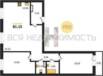 2-комнатная квартира, 81.15кв.м - изображение 1