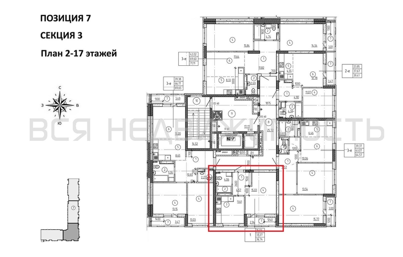 1-комнатная квартира, 34.74кв.м - изображение 1