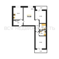 3-комнатная квартира, 79.8кв.м - изображение 1