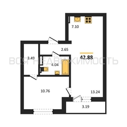 1-комнатная квартира, 42.88кв.м - изображение 1