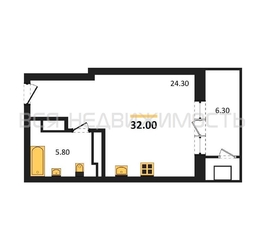 квартира-студия, 32кв.м. - изображение 1